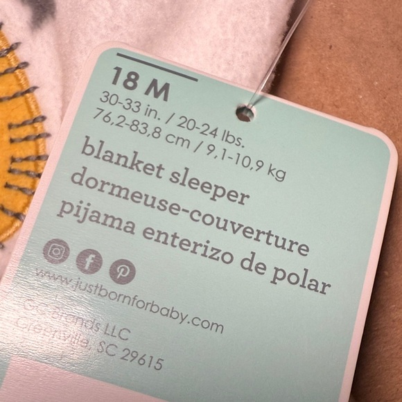 NEW! Just Born Baby One Piece Footie Blanket Sleeper 18m - Picture 7 of 12
